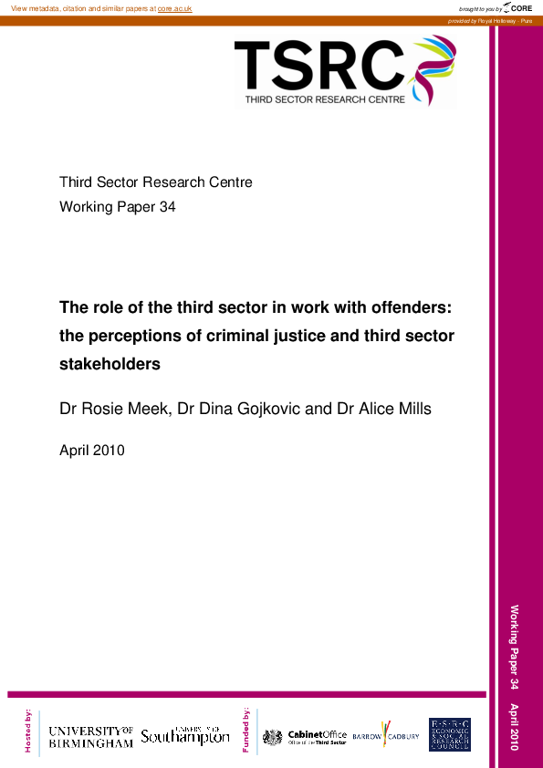 (PDF) The Role of the Third Sector in Work with Offenders:The ...