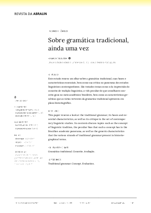(PDF) Sobre gramática tradicional, ainda uma vez