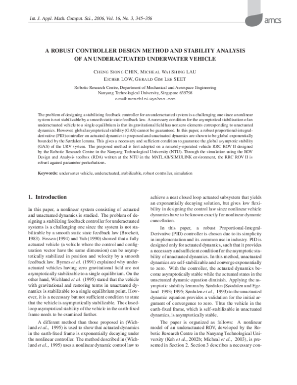 (PDF) Robust Controller Design Method and Stability Analysis of an ...