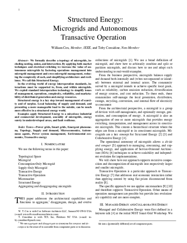 (PDF) Structured energy: Microgrids and autonomous transactive operation