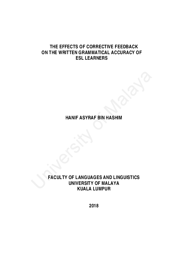 (PDF) The effects of corrective feedback on the written grammatical ...
