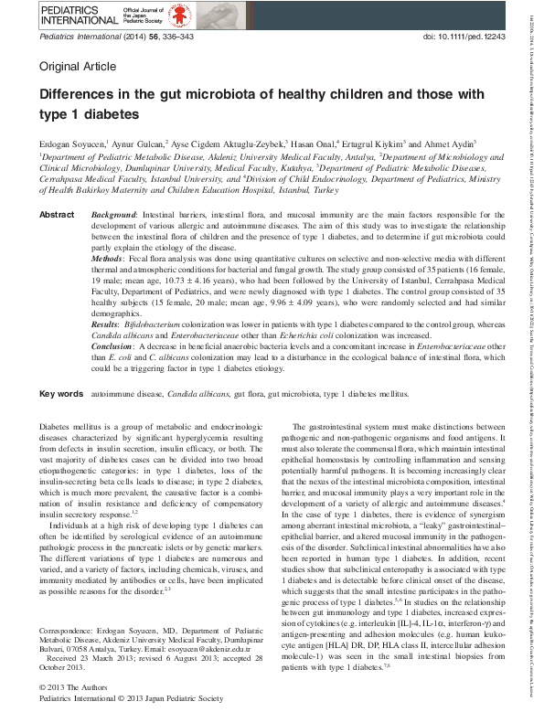 (PDF) Differences in the gut microbiota of healthy children and those ...
