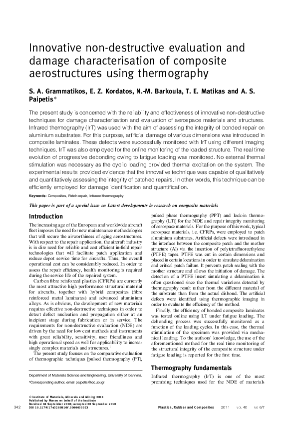 (PDF) Innovative non-destructive evaluation and damage characterisation ...
