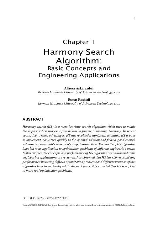 Pdf Harmony Search Algorithm