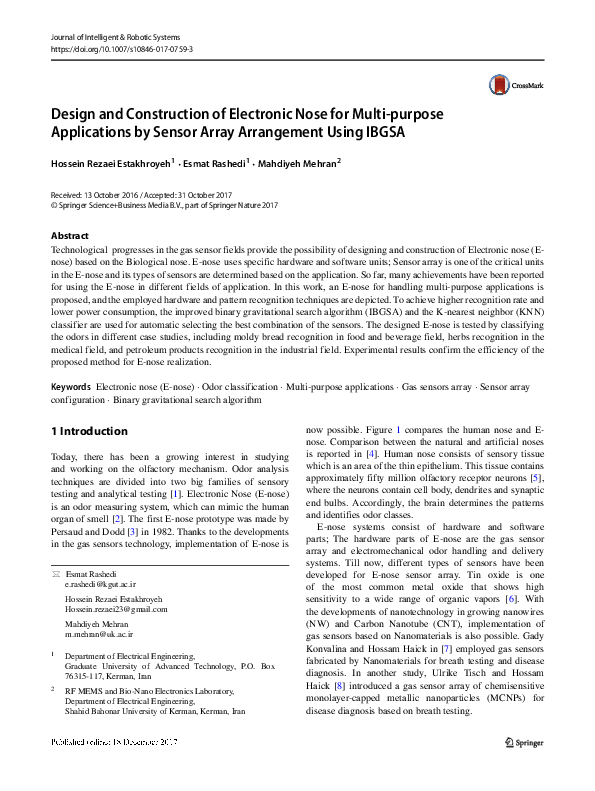 (PDF) Design and Construction of Electronic Nose for Multi-purpose ...