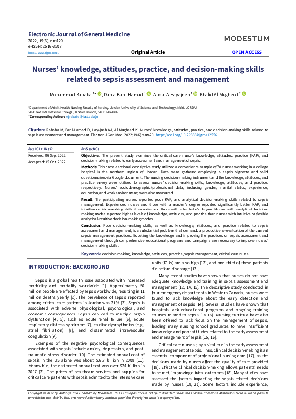 (PDF) Nurses’ knowledge, attitudes, practice, and decision-making ...