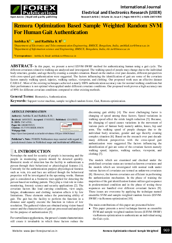 (PDF) Remora Optimization Based Sample Weighted Random SVM For Human ...