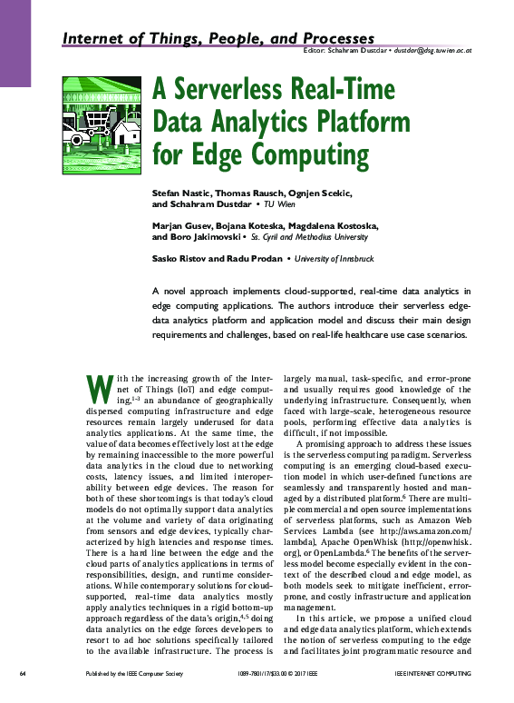 (PDF) A Serverless Real-Time Data Analytics Platform for Edge Computing