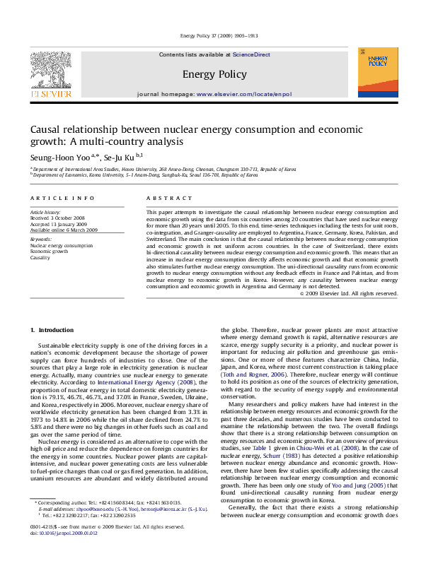 (PDF) Causal relationship between nuclear energy consumption and ...