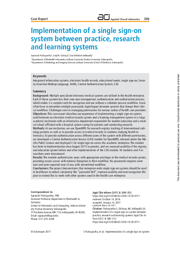 (PDF) Implementation of a single sign-on system between practice ...