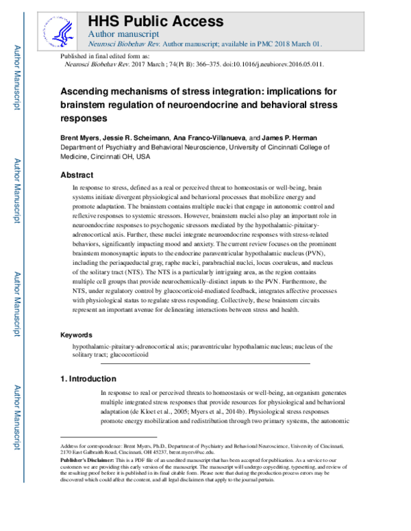 (PDF) Ascending mechanisms of stress integration: Implications for ...