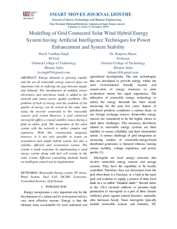 (PDF) Modelling of Grid Connected Solar Wind Hybrid Energy System ...