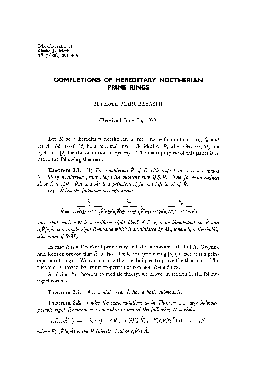 (PDF) Completions of hereditary Noetherian prime rings