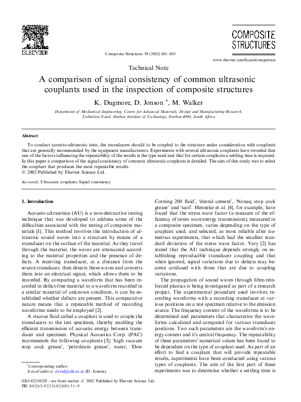 (PDF) A comparison of signal consistency of common ultrasonic couplants