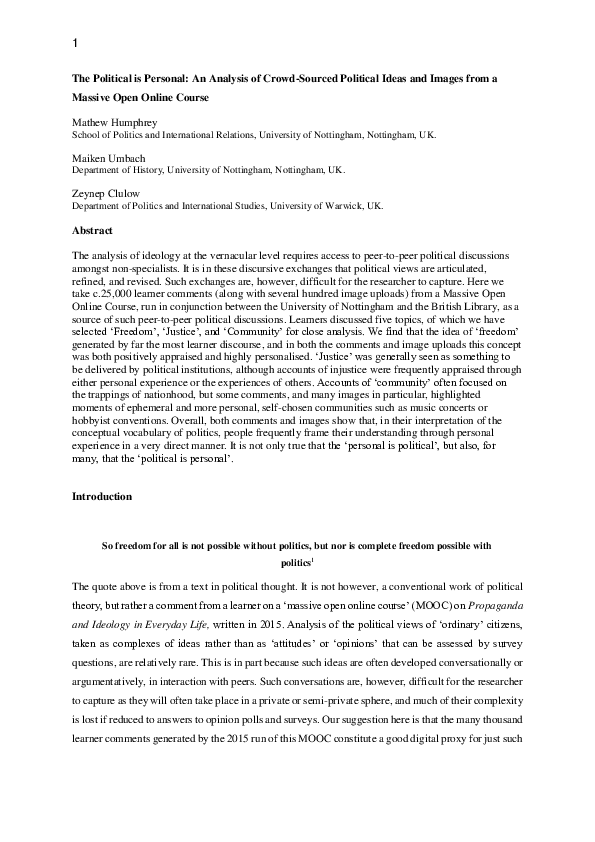 (PDF) The political is personal: an analysis of crowd-sourced political ...