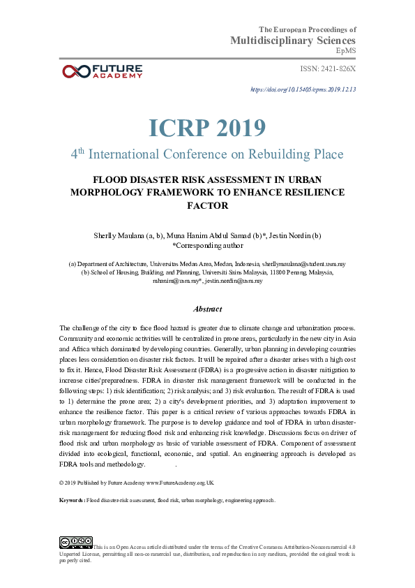 (PDF) Flood Disaster Risk Assessment In Urban Morphology Framework To ...