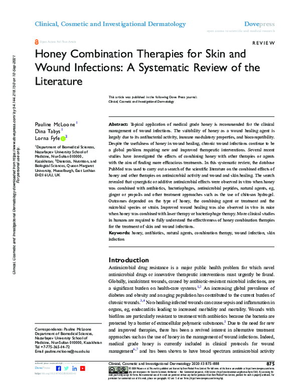 (PDF) Honey Combination Therapies for Skin and Wound Infections: A ...