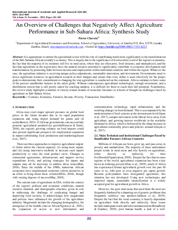 (PDF) An Overview of Challenges that Negatively Affect Agriculture ...