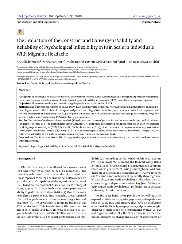 (PDF) The Evaluation of the Construct and Convergent Validity and ...