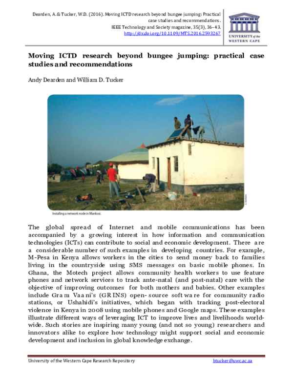 (PDF) Moving ICTD Research Beyond Bungee Jumping: Practical Case ...