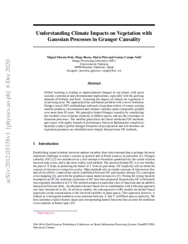 (PDF) Understanding Climate Impacts on Vegetation with Gaussian ...
