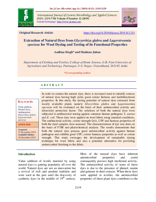 (PDF) Extraction of Natural Dyes from Glycyrrhiza glabra and ...