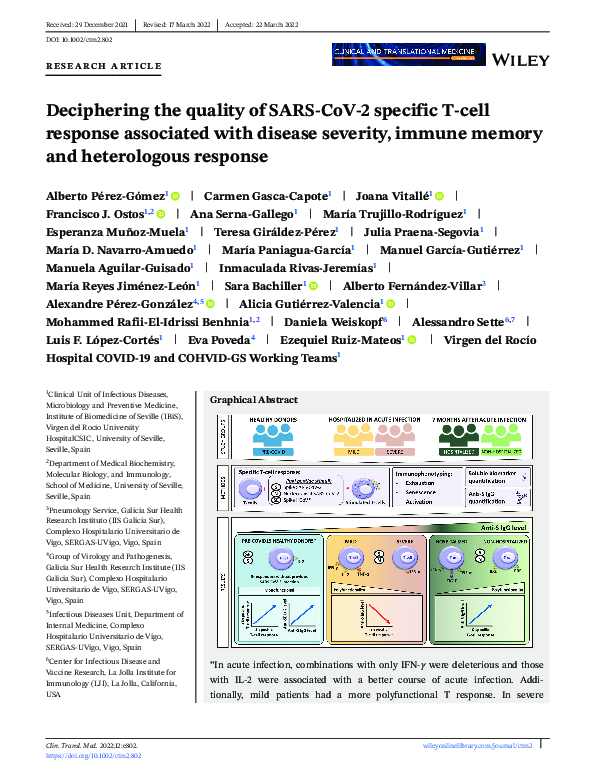 (PDF) Deciphering the quality of SARS-CoV-2 specific T-cell response ...