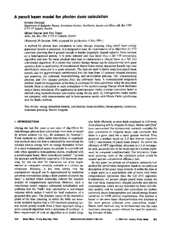 (PDF) A pencil beam model for photon dose calculation