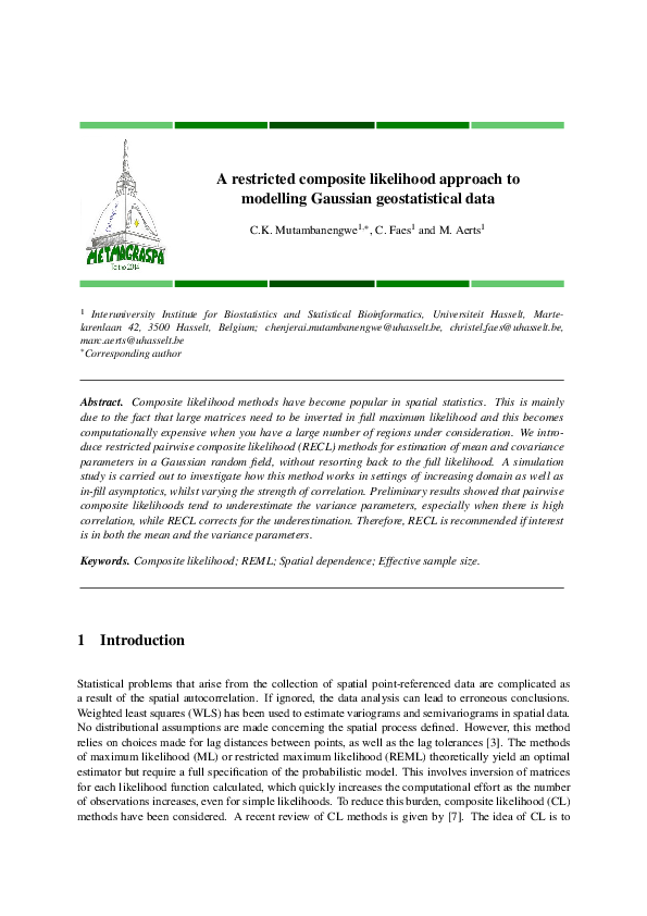 (PDF) A restricted composite likelihood approach to modelling Gaussian ...