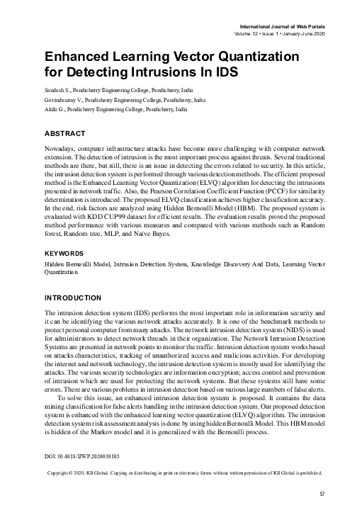 (PDF) Enhanced Learning Vector Quantization for Detecting Intrusions In IDS