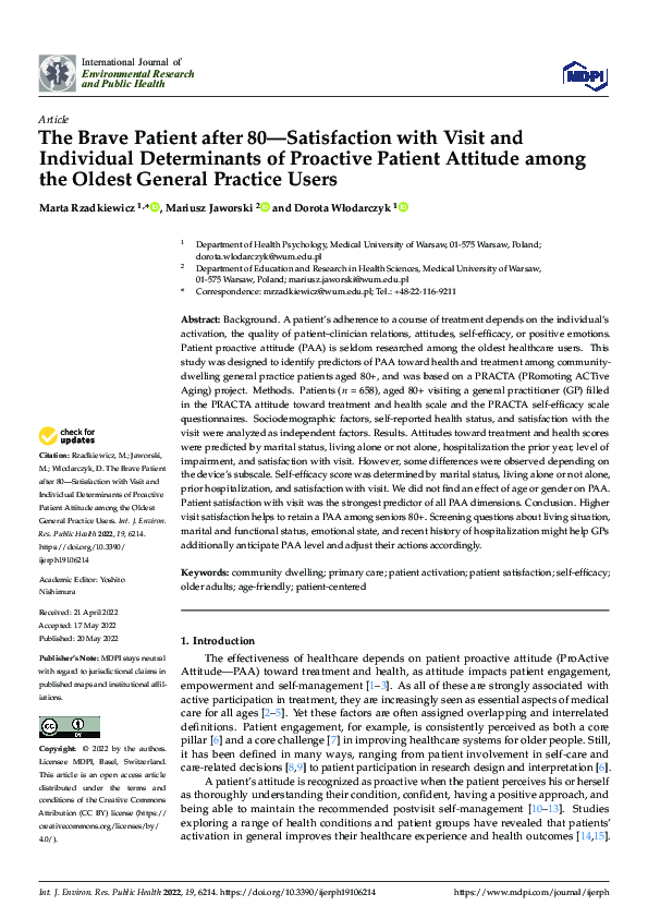 (PDF) The Brave Patient after 80—Satisfaction with Visit and Individual ...