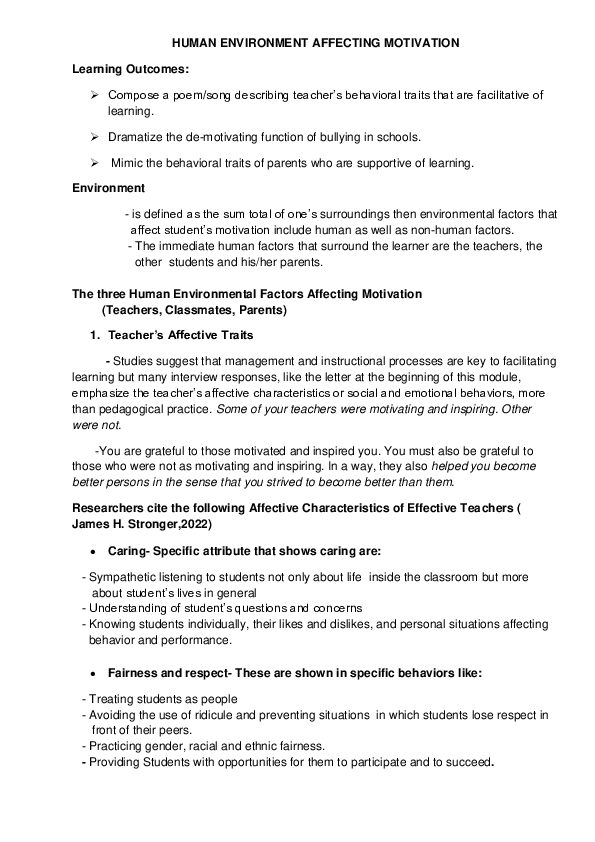 (PDF) HUMAN ENVIRONMENT AFFECTING MOTIVATION