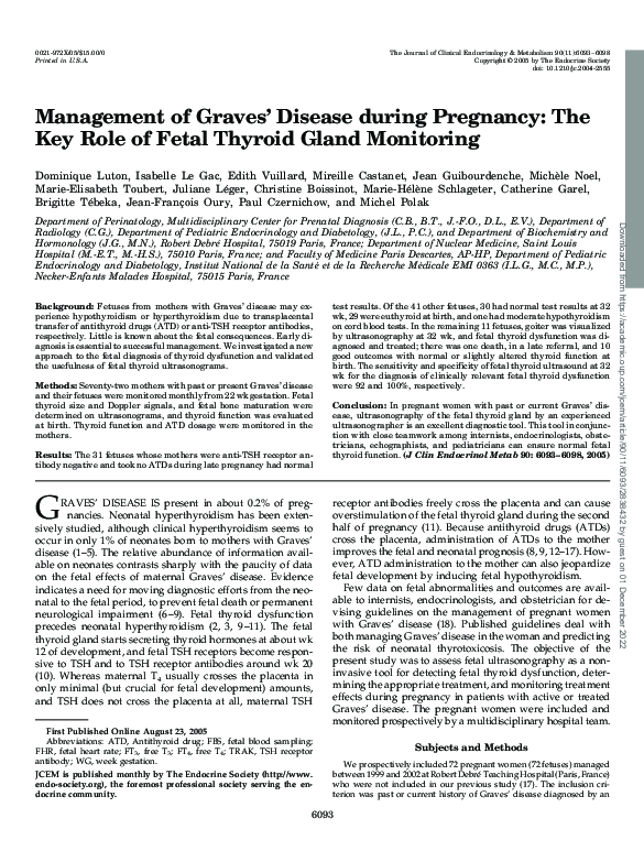 (PDF) Management of Graves’ Disease during Pregnancy The Key Role of