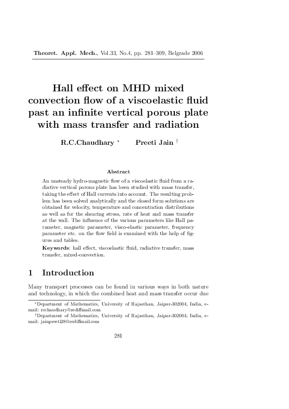 (PDF) Hall effect on MHD mixed convection flow of a viscoelastic fluid ...