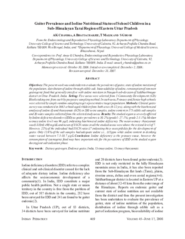 (PDF) Goiter prevalence and iodine nutritional status of school ...