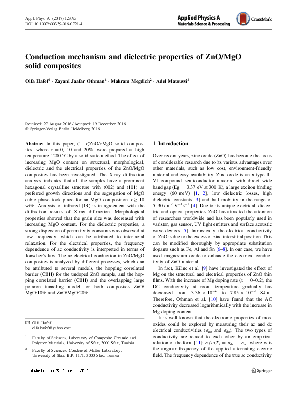 (PDF) Conduction Mechanism and Dielectric Properties of Solid ...