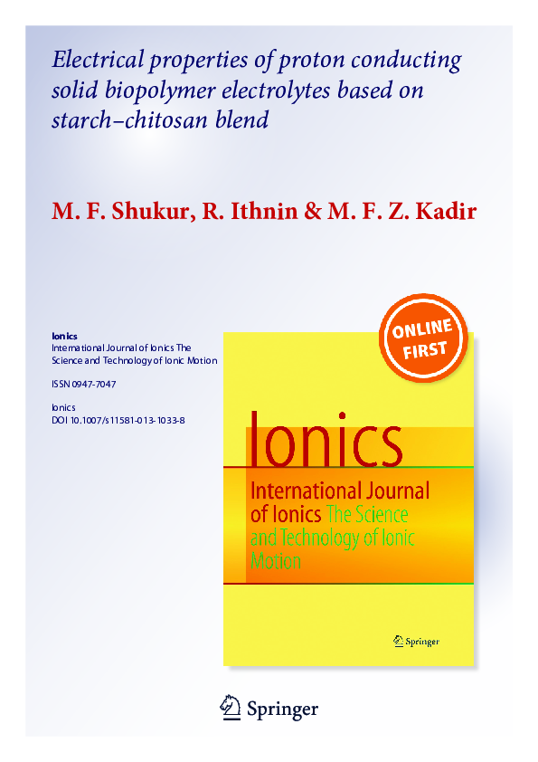 (PDF) Electrical properties of proton conducting solid biopolymer ...