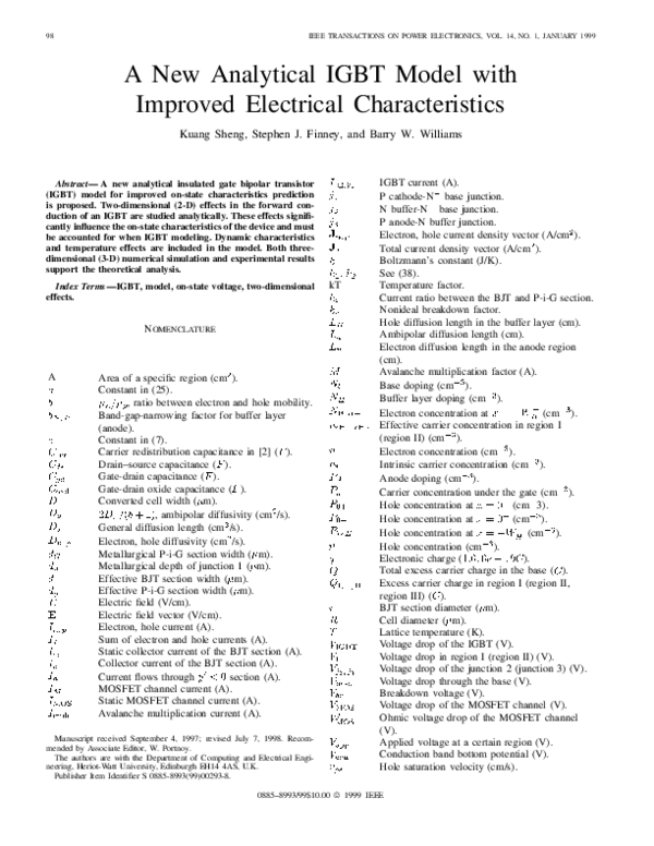 (PDF) A new analytical IGBT model with improved electrical characteristics