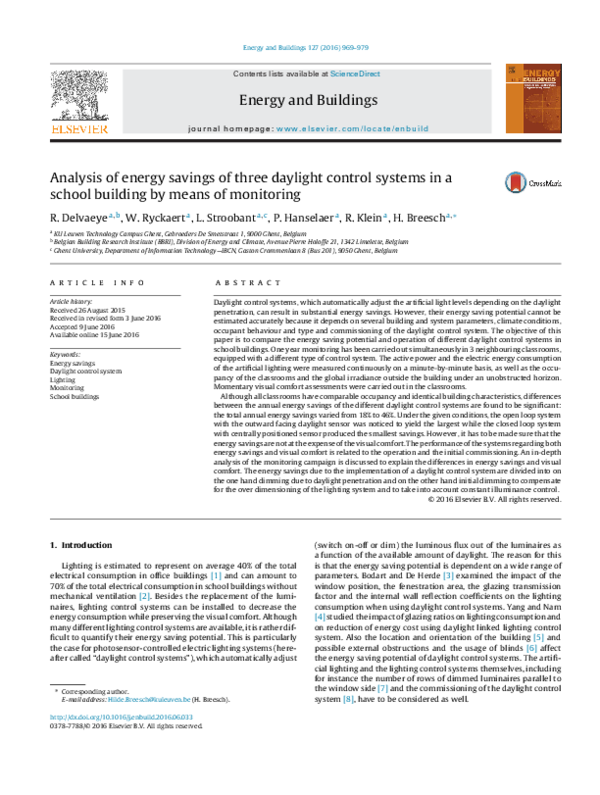 (PDF) Analysis of energy savings of three daylight control systems in a ...