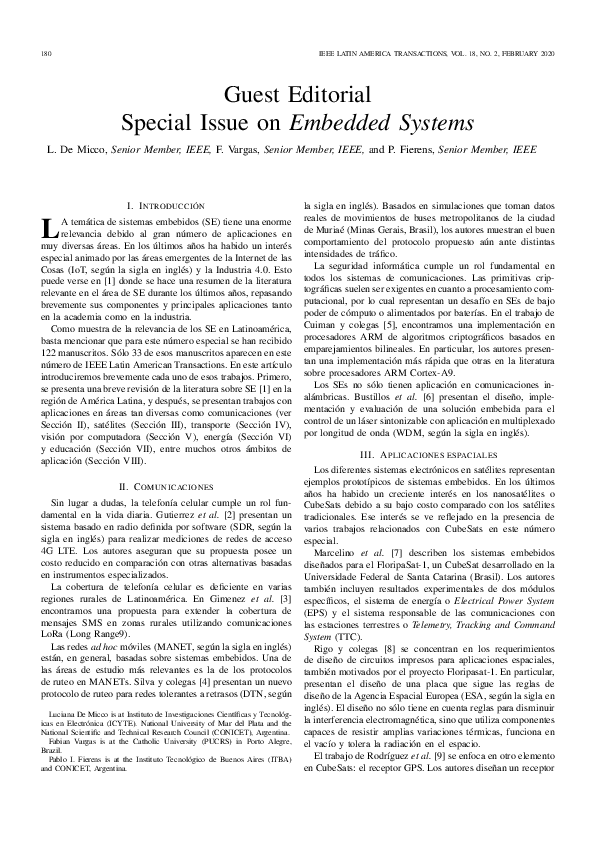 (PDF) Guest Editorial Special Issue on Embedded Systems
