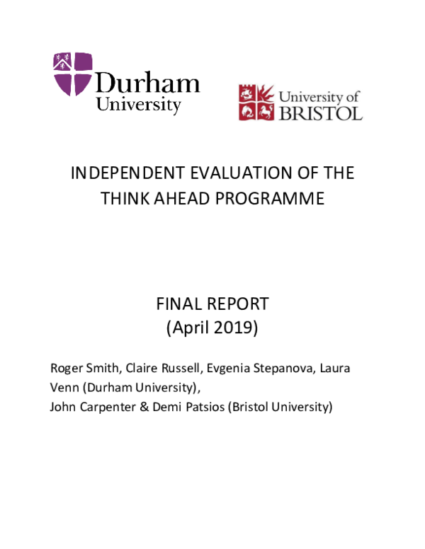 (PDF) INDEPENDENT EVALUATION OF THE THINK AHEAD PROGRAMME: FINAL REPORT ...