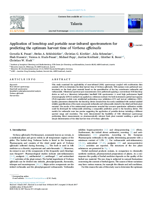 (PDF) Application of benchtop and portable near-infrared spectrometers ...