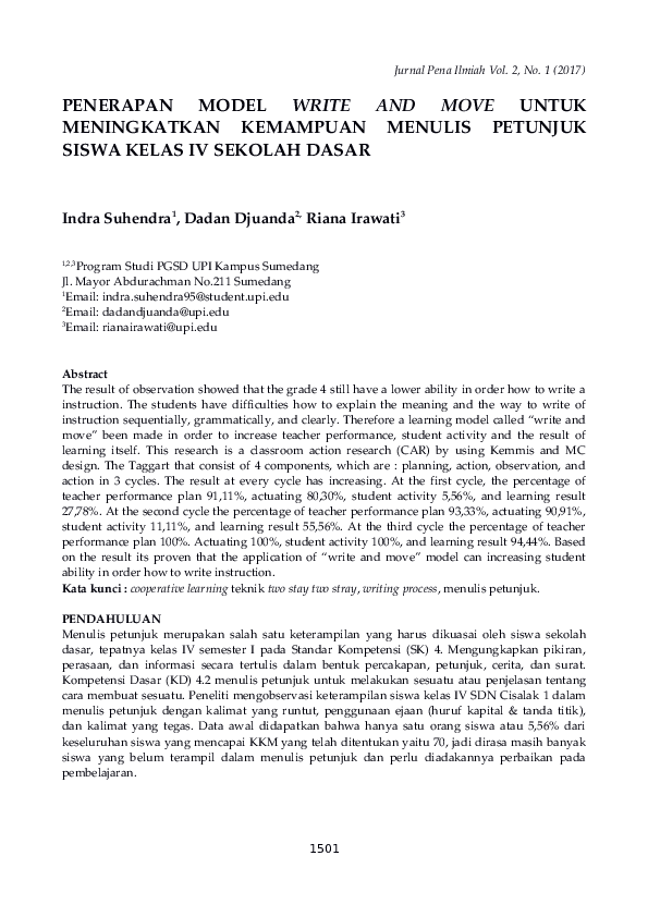 (PDF) Penerapan Model Write and Move Untuk Meningkatkan Kemampuan ...