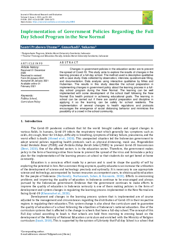 (PDF) Implementation of Government Policies Regarding the Full Day ...
