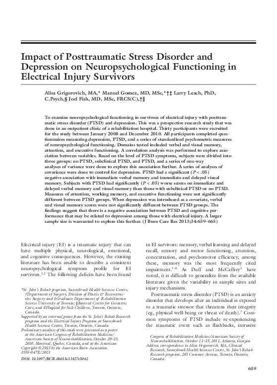 (PDF) Impact of Posttraumatic Stress Disorder and Depression on ...