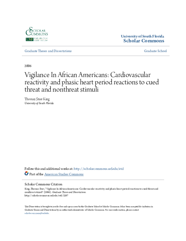 (PDF) Vigilance In African Americans: Cardiovascular reactivity and ...