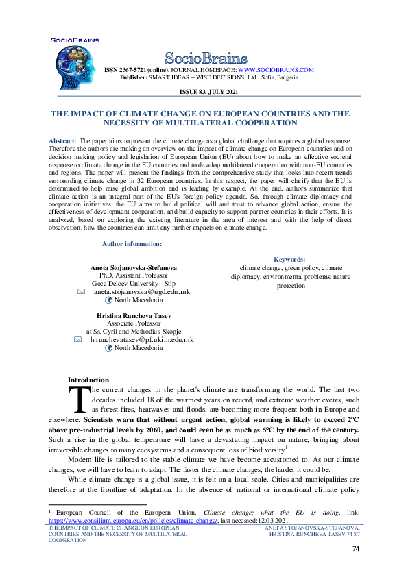 (PDF) The Impact of Climate Change on European Countries and the ...