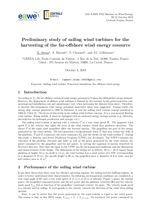 (PDF) Preliminary study of sailing wind turbines for the harvesting of ...
