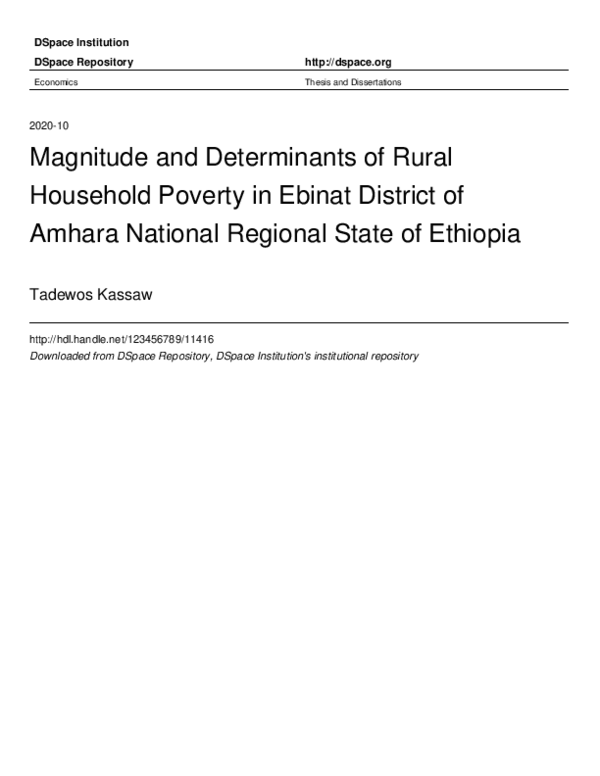 (PDF) MAGNITUDE AND DETERMINANTS OF RURAL HOUSEHOLD POVERTY IN EBINAT ...
