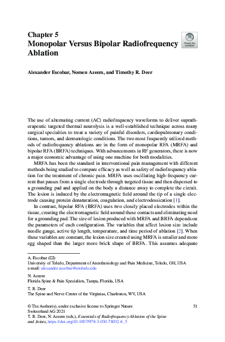 (PDF) Monopolar Versus Bipolar Radiofrequency Ablation
